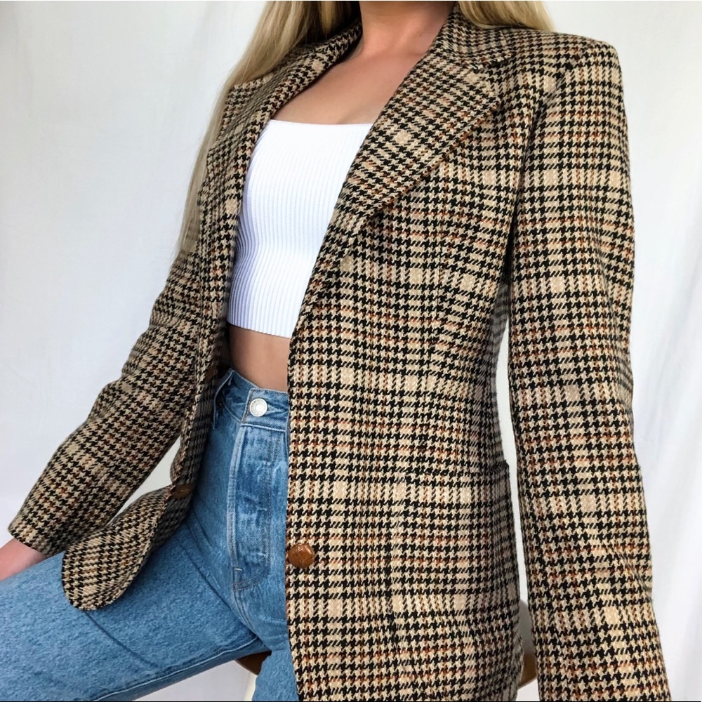 Vintage DAKS x London Houndstooth Cashmere Blazer